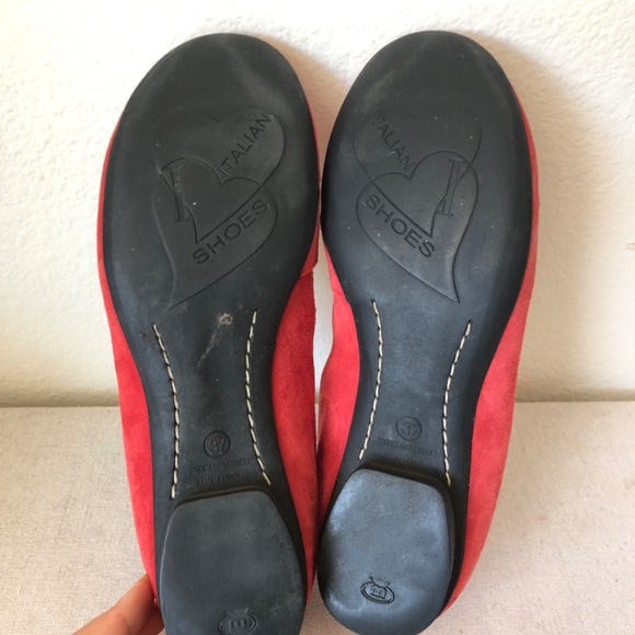 Red suede flat Italian shoes 37 - Picture 6 of 6